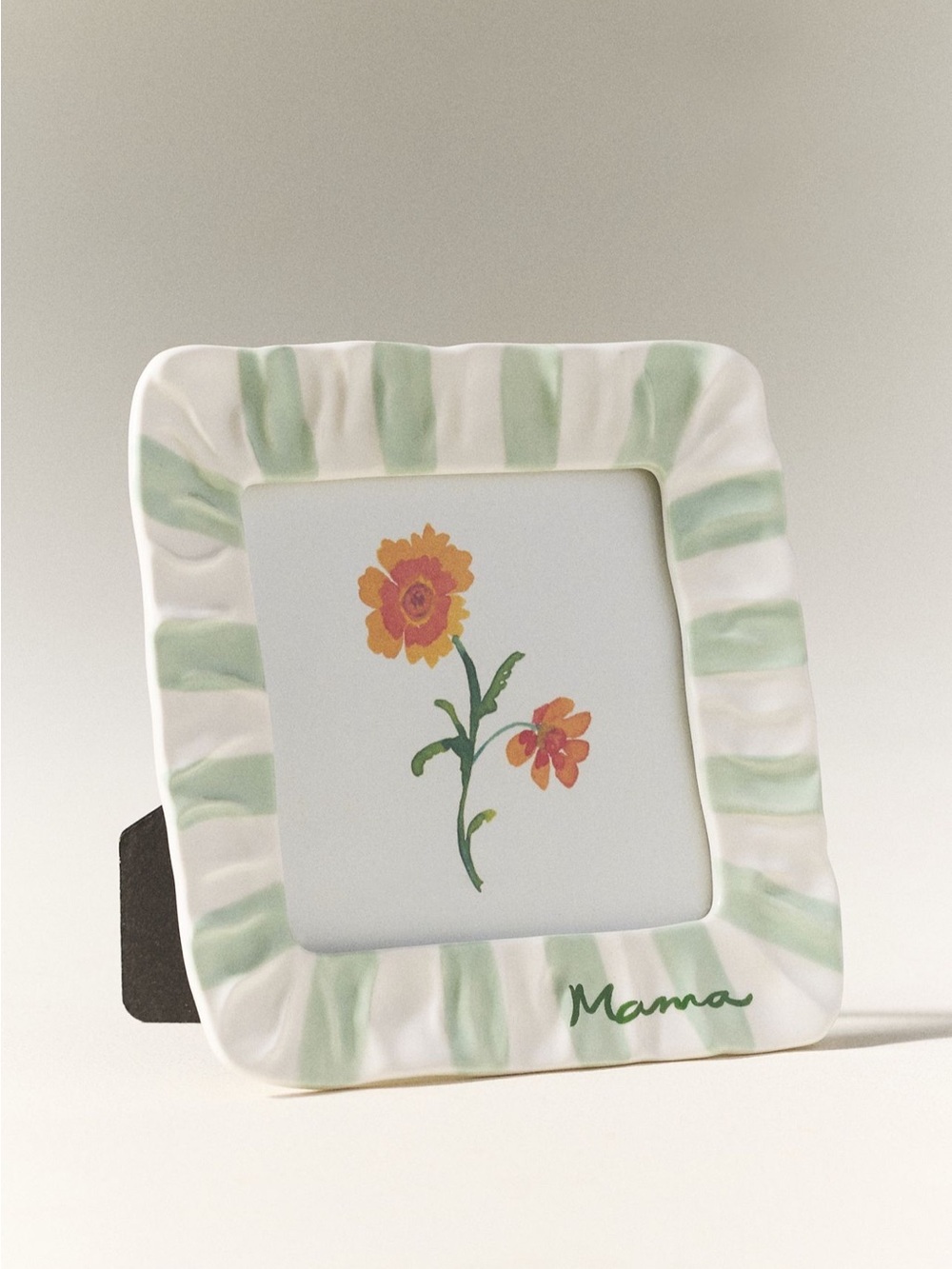 Mama Green Striped Ceramic Photo Frame